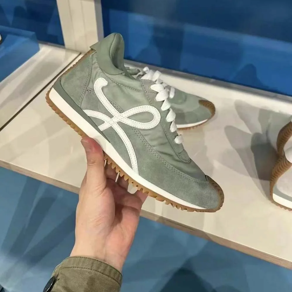 Loewe Flow Runner in Nylon and Suede for Unisex in Green Loewe Flow Runner in Nylon and Suede for Unisex in Green