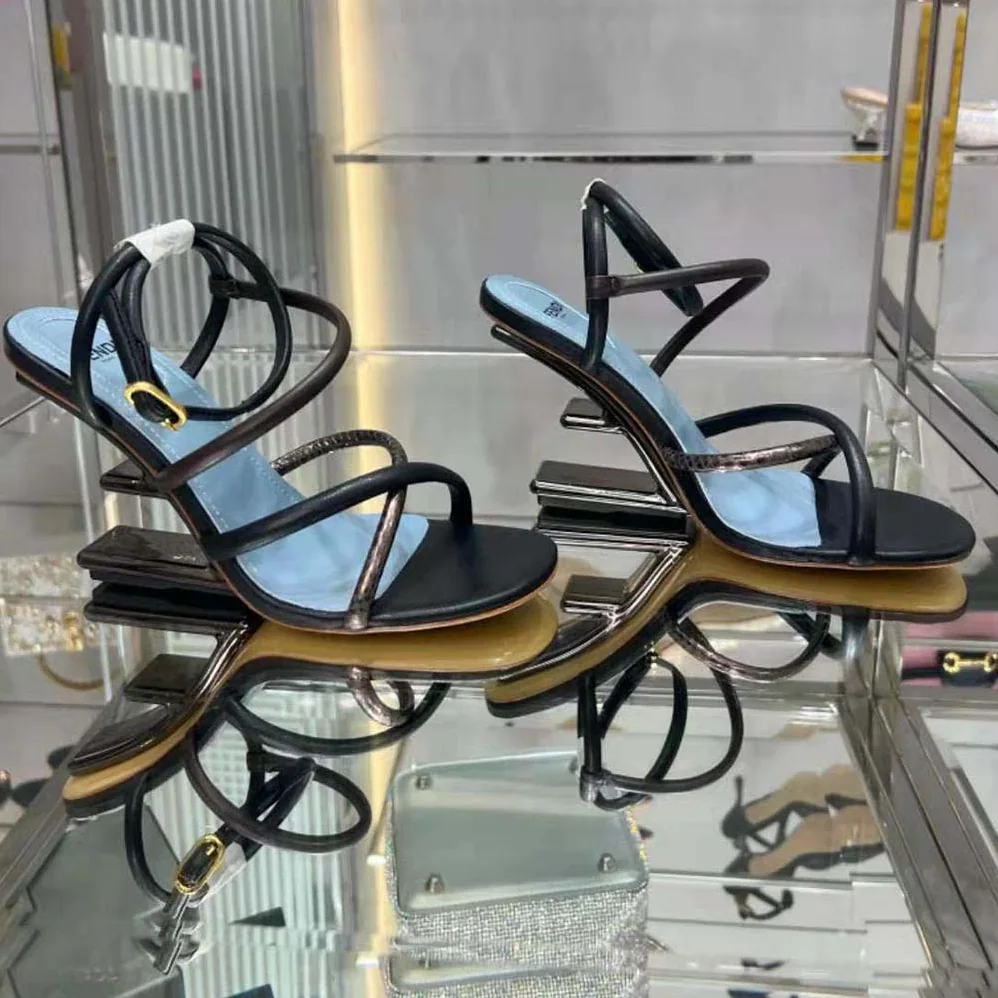 Fendi First Brown Nappa Leather High for Women in Heeled Sandals Fendi First Brown Nappa Leather High for Women in Heeled Sandals