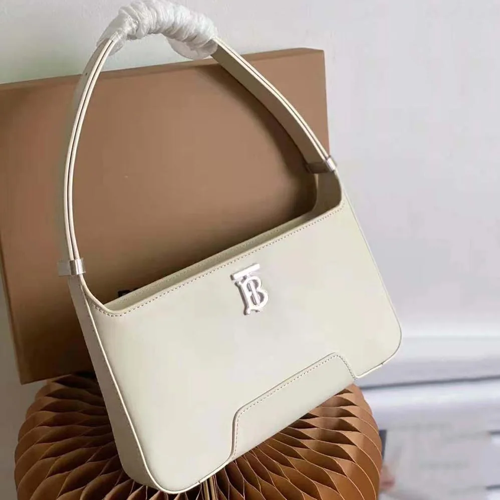Burberry Leather TB Shoulder Bag for Women in White