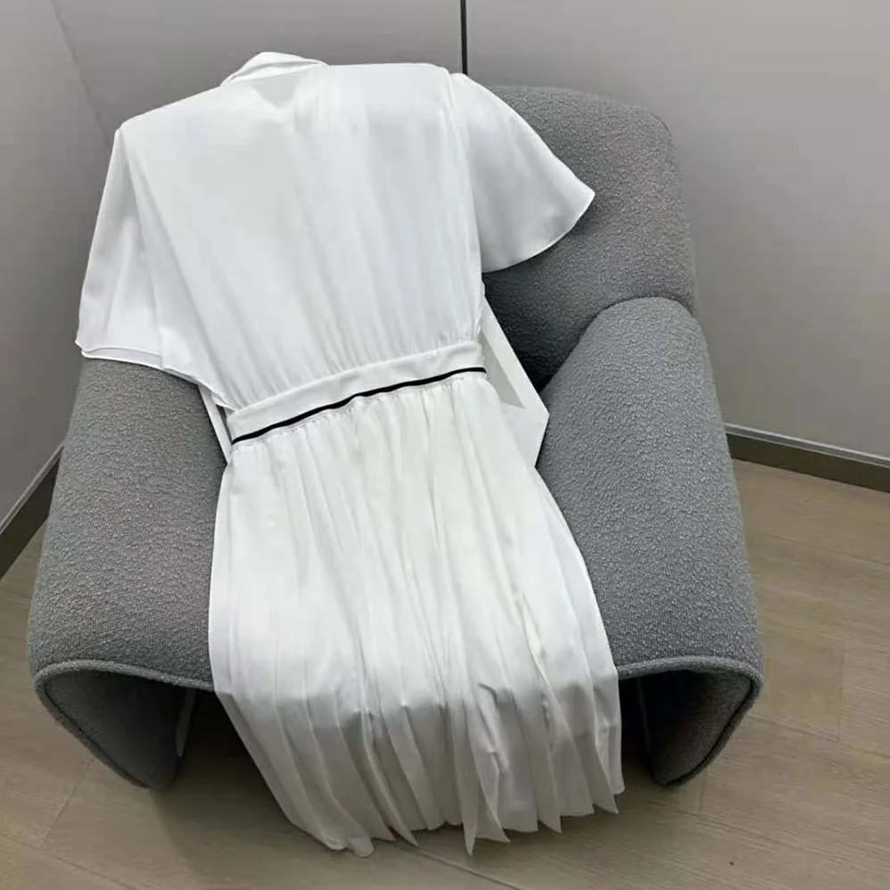 Miu Miu Crepe De Chine Midi Dress for Women in White Miu Miu Crepe De Chine Midi Dress for Women in White
