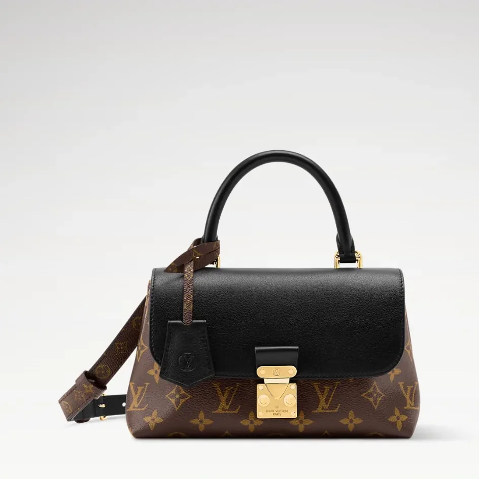 Louis Vuitton Madeleine BB Top Handle Bag in Black Monogram Gold Hardware