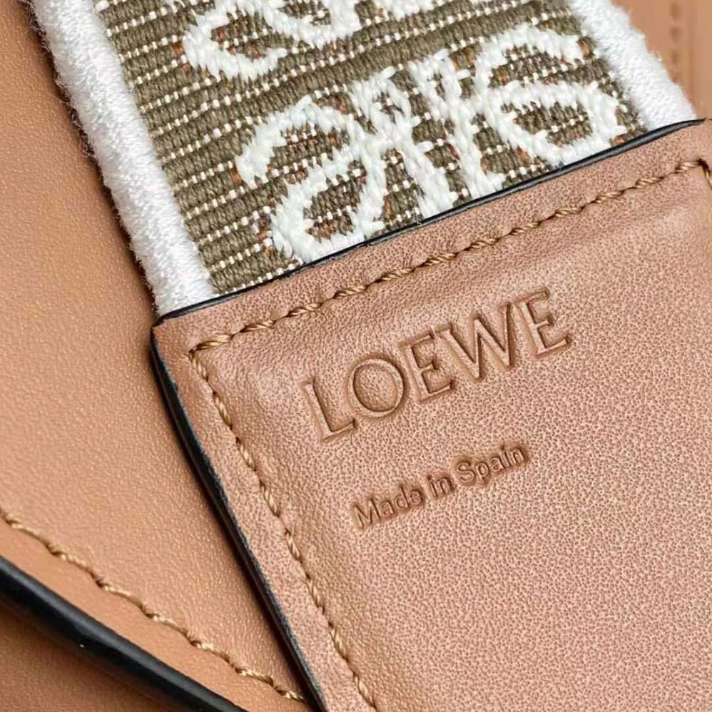 Loewe Mini Gate Dual Bag in Soft Calfskin and Jacquard for Women in Brown Loewe Mini Gate Dual Bag in Soft Calfskin and Jacquard for Women in Brown