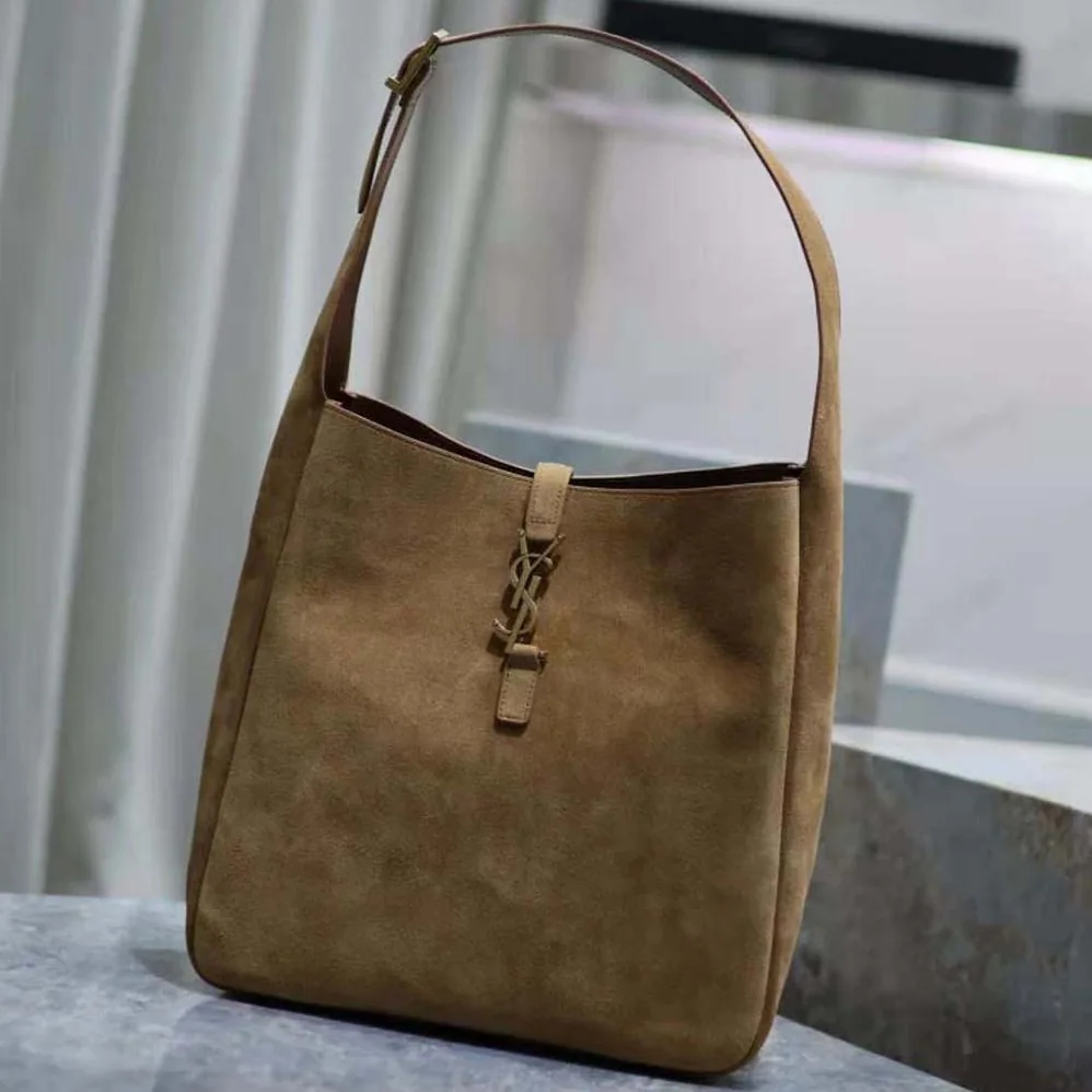 Saint Laurent YSL Le 5 à 7 Supple Small in Suede for Women in Brown Saint Laurent YSL Le 5 à 7 Supple Small in Suede for Women in Brown