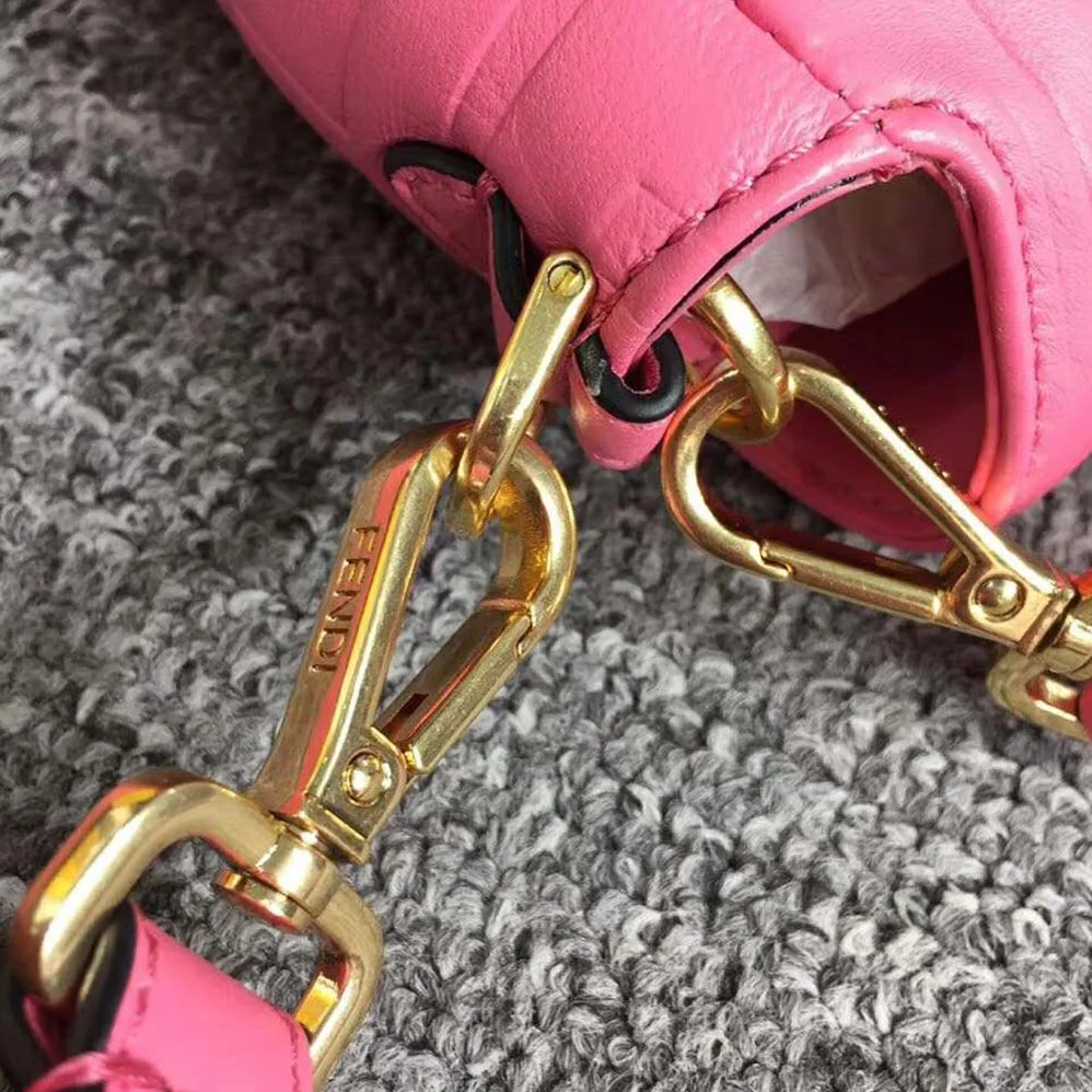 Fendi Iconic Baguette Leather Bag in Medium Size for Women in Pink