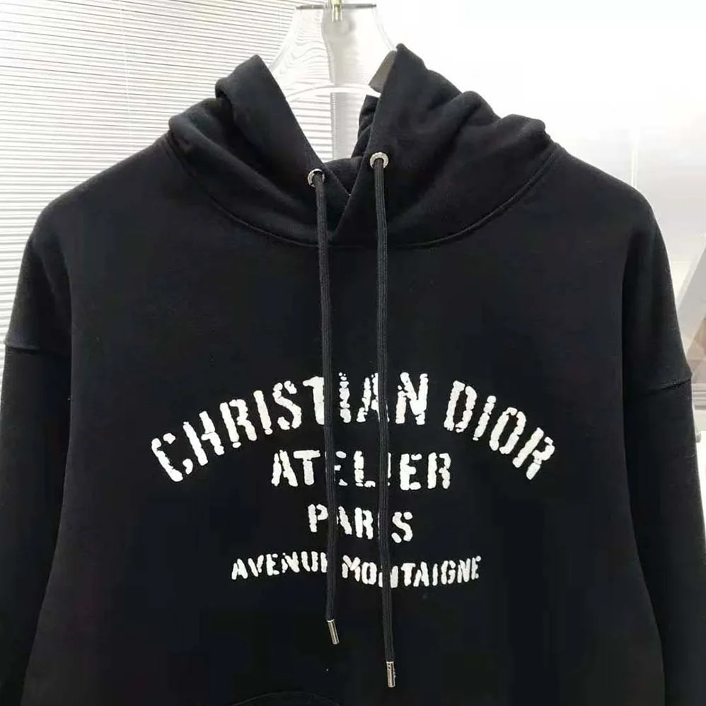 Dior Oversized Christian Dior Atelier Hooded Sweatshirt Black Cotton Fleece for Women