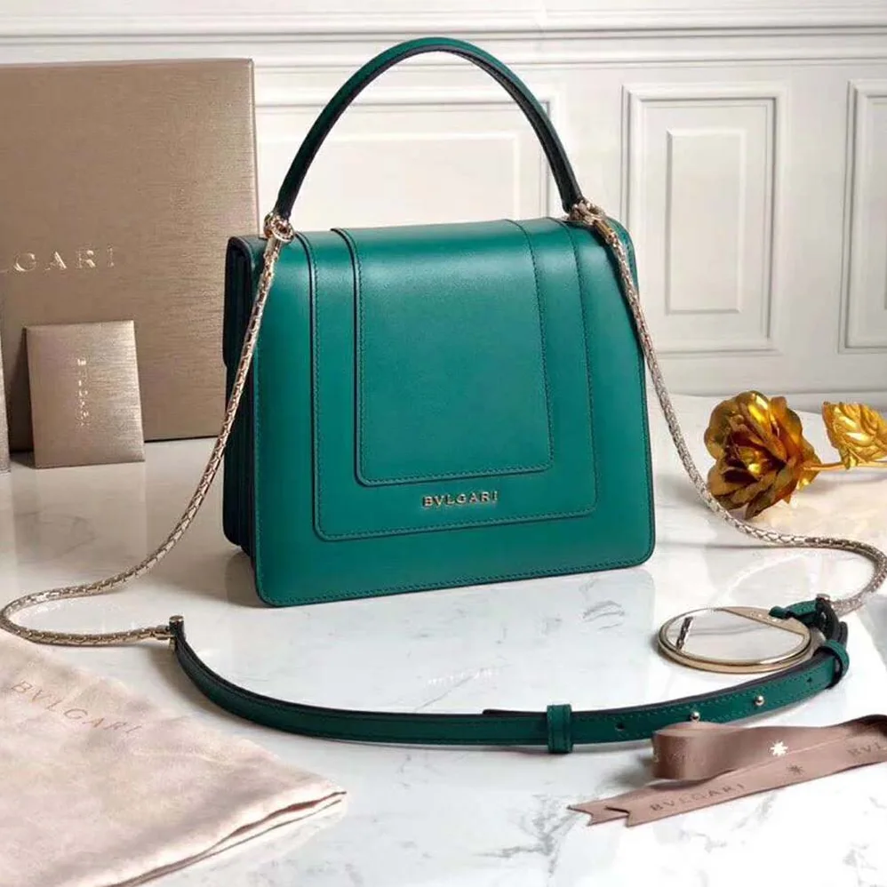Bvlgari Serpenti Forever Flap Cover in Emerald Green Calf Leather for Women