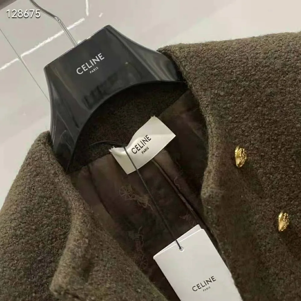 Celine Chasseur Jacket in Boucle Tweed for Women in Dark Green Celine Chasseur Jacket in Boucle Tweed for Women in Dark Green