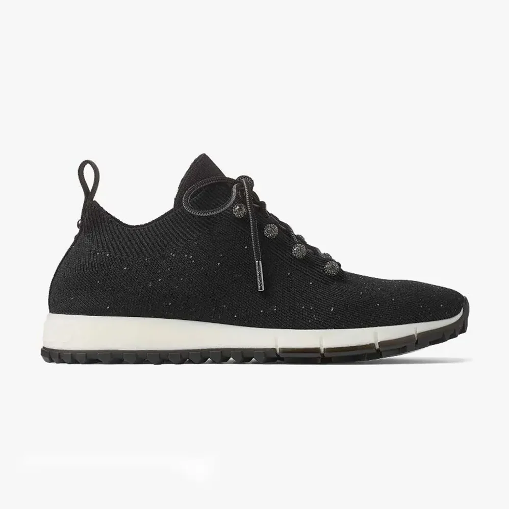 Jimmy Choo Veles Black Sequin Knit Trainers for Women