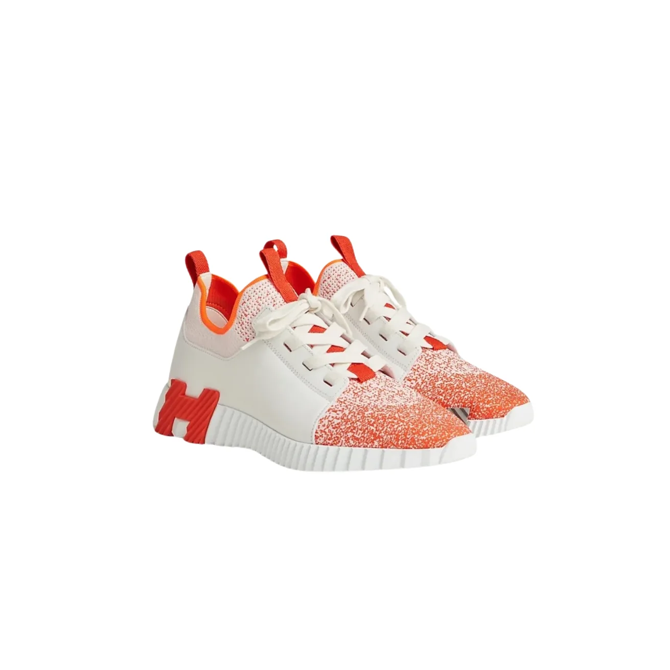 Hermes Depart Slip in On Sneakers Orange/ Blanc Hermes Depart Slip in On Sneakers Orange/ Blanc
