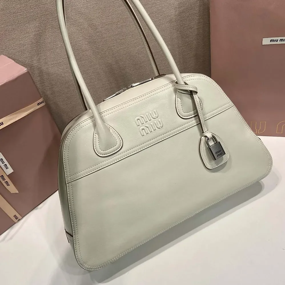 Miu Miu Vivant Leather Bag Chalk White for Women