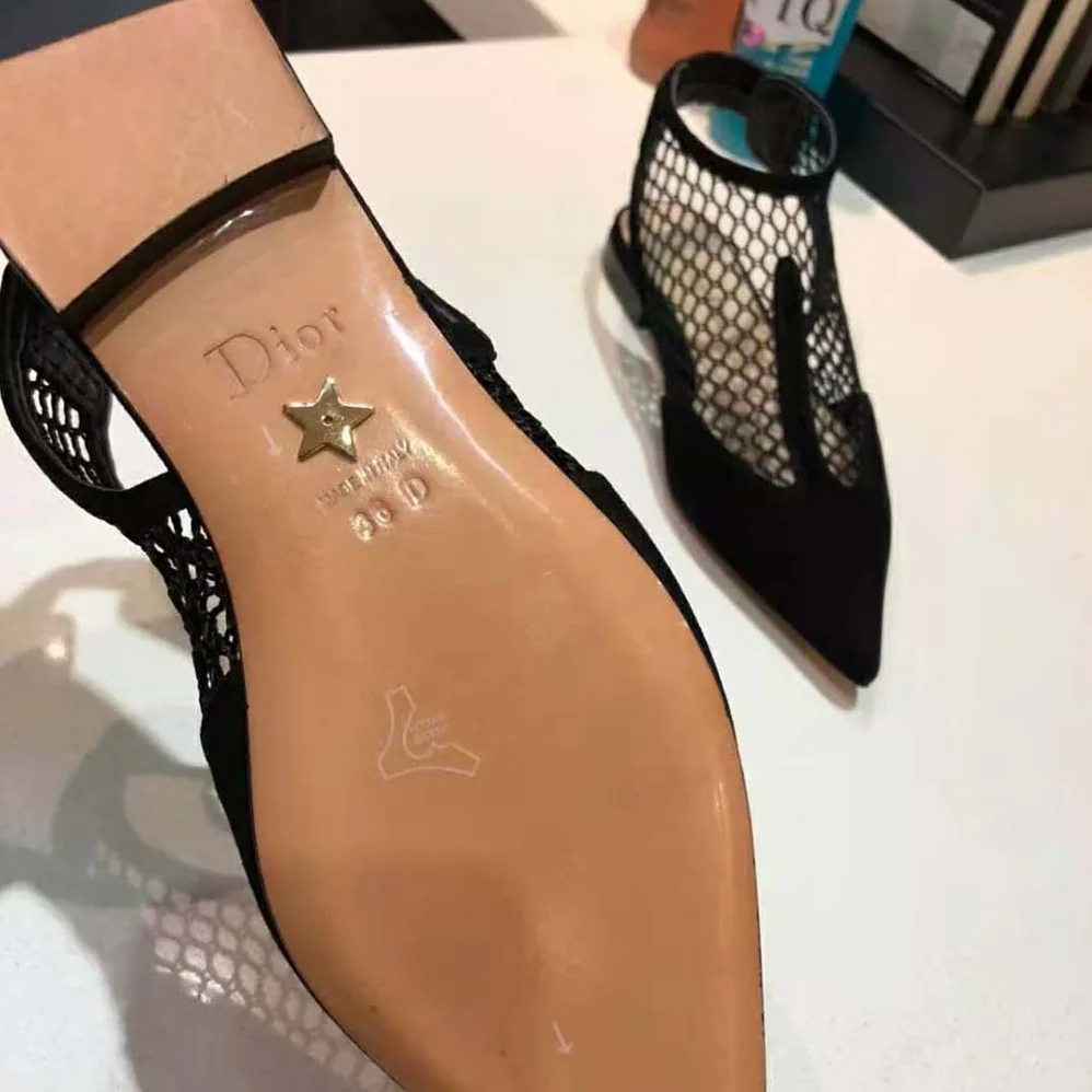 Dior Dior-I Ballerina Flat Black Suede Calfskin Mesh for Women