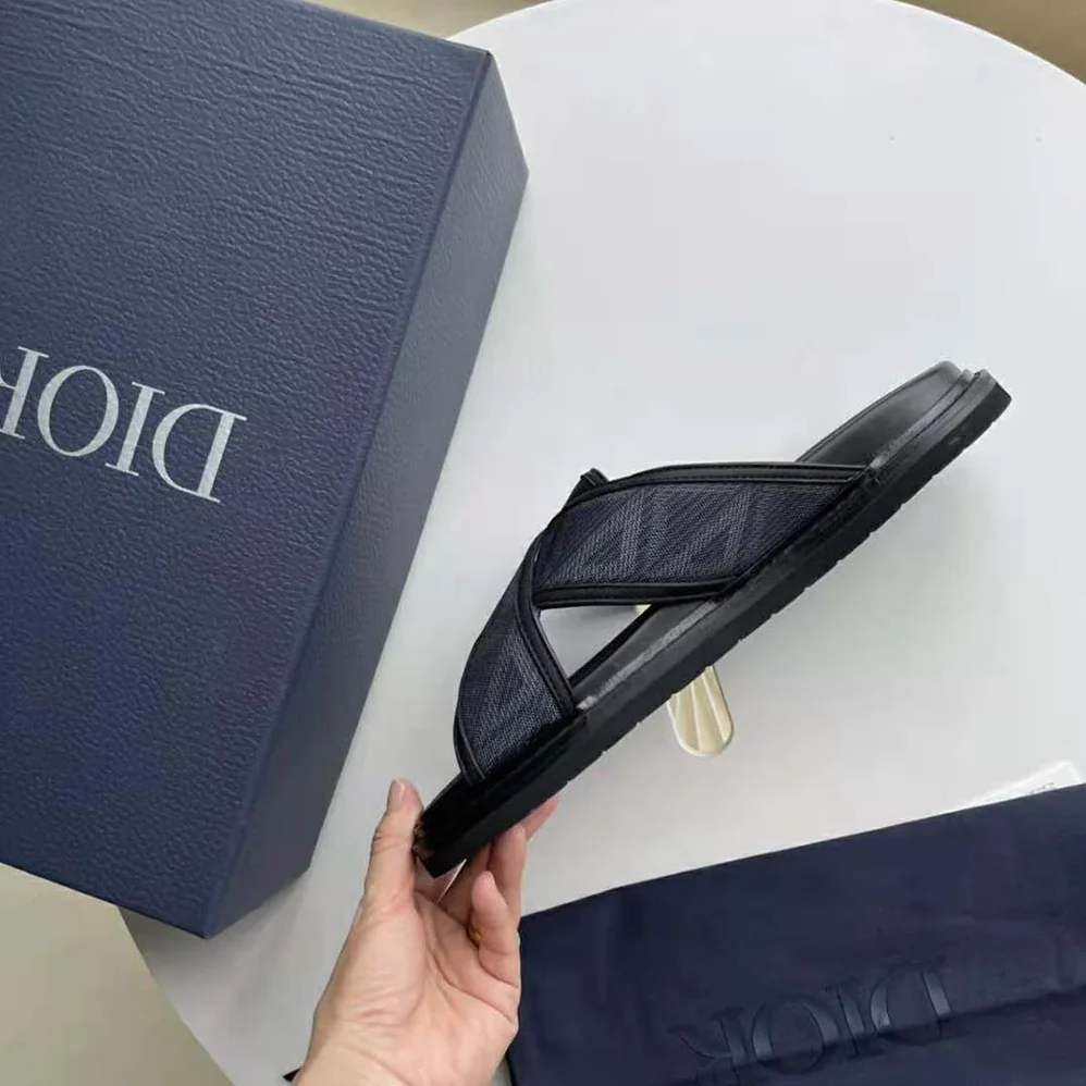 Dior Aqua Sandal Black CD Diamond Canvas for Men Dior Aqua Sandal Black CD Diamond Canvas for Men