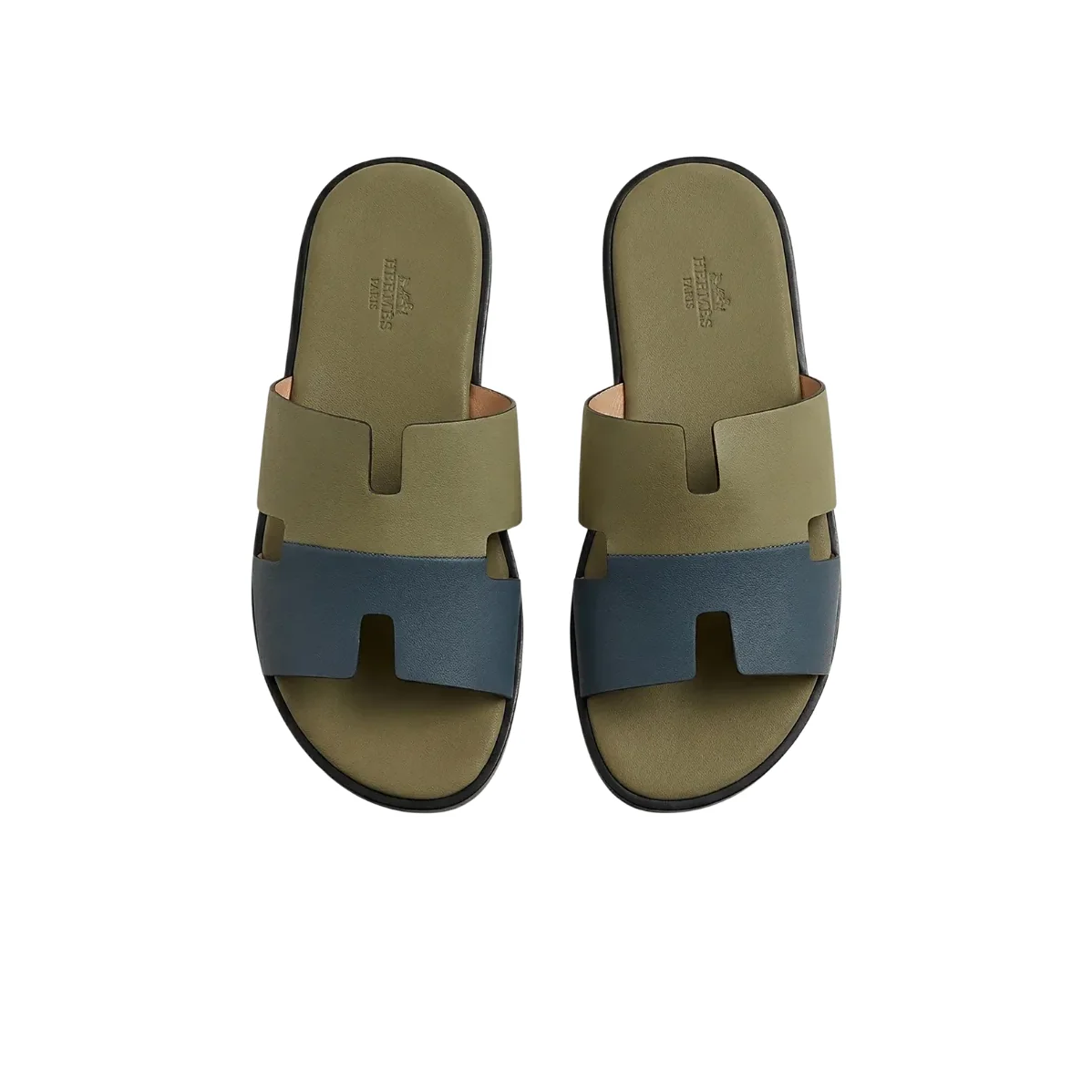 Hermes Izmir Sandals Fluorescent Green in Blue