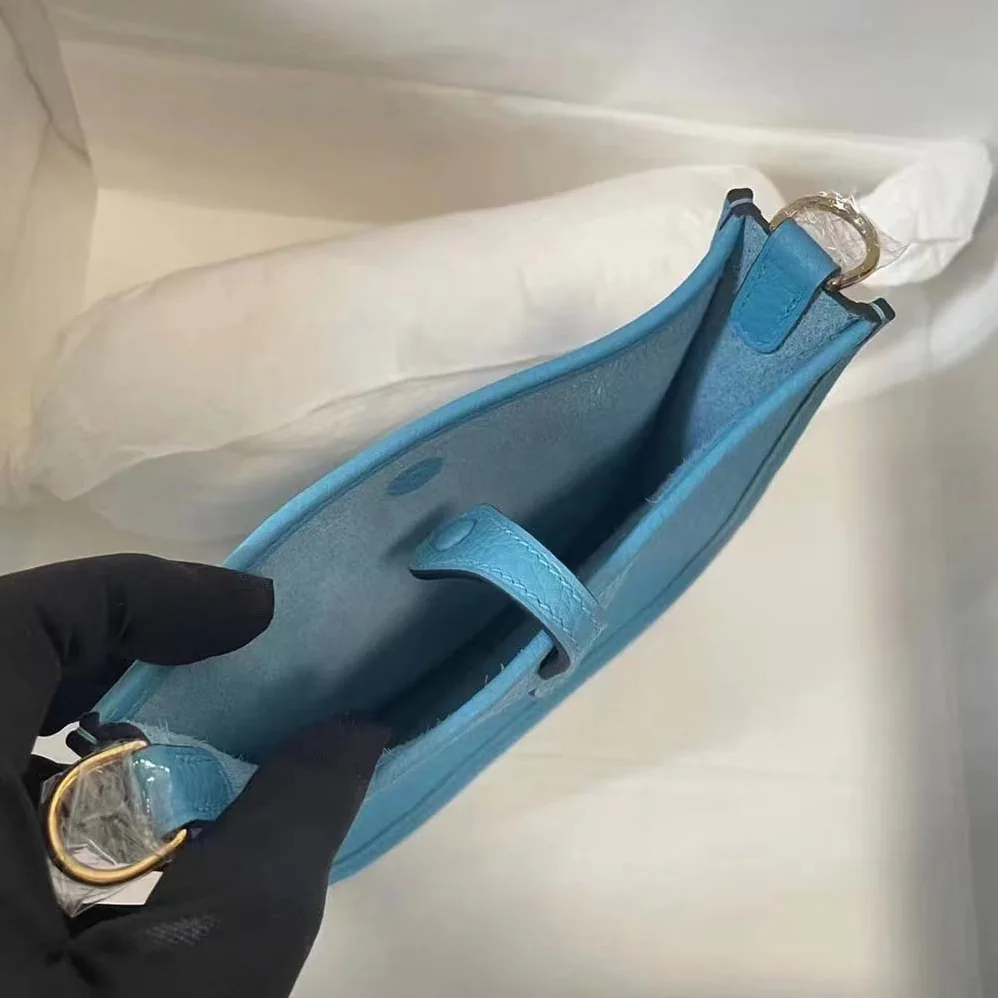 Hermes Evelyne III 16 Mini Model Bag in Calfskin in Blue Hermes Evelyne III 16 Mini Model Bag in Calfskin in Blue