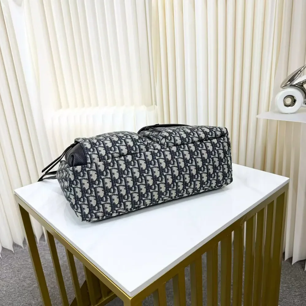 Dior Medium Rider Soft Hobo Bag Beige and Black Dior Oblique Jacquard with Black Grained Calfskin for Men