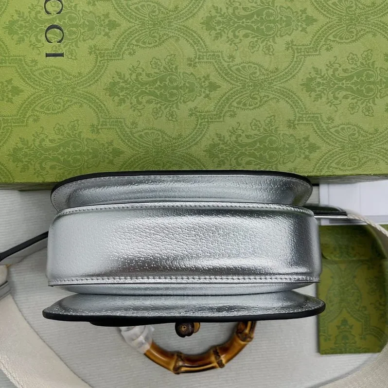 Gucci Bamboo 1947 Mini Top Handle Bag Silver Gucci Bamboo 1947 Mini Top Handle Bag Silver