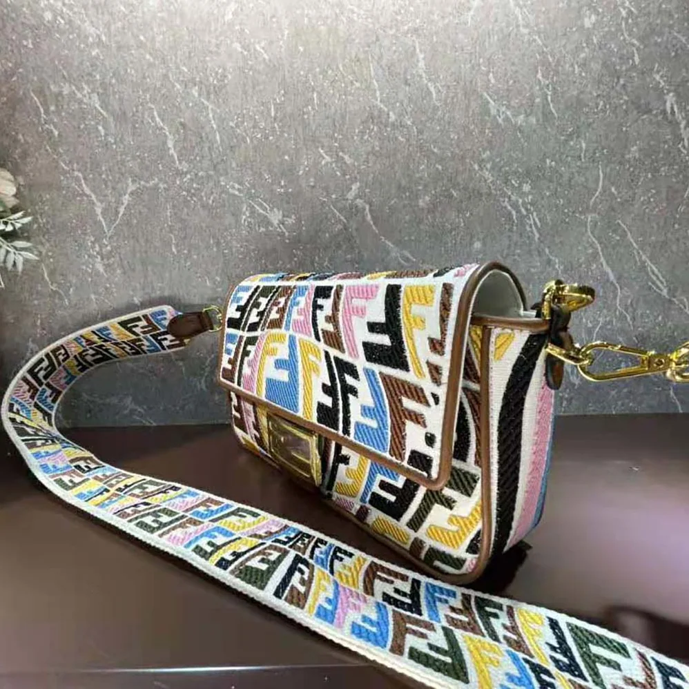 Fendi Baguette Multicolor Embroidered Canvas Bag for Women Fendi Baguette Multicolor Embroidered Canvas Bag for Women