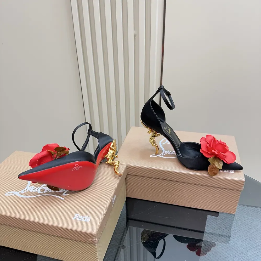 Christian Louboutin Bellarose 100 mm Strappy Pumps Crepe Satin for Women in Black Christian Louboutin Bellarose 100 mm Strappy Pumps Crepe Satin for Women in Black