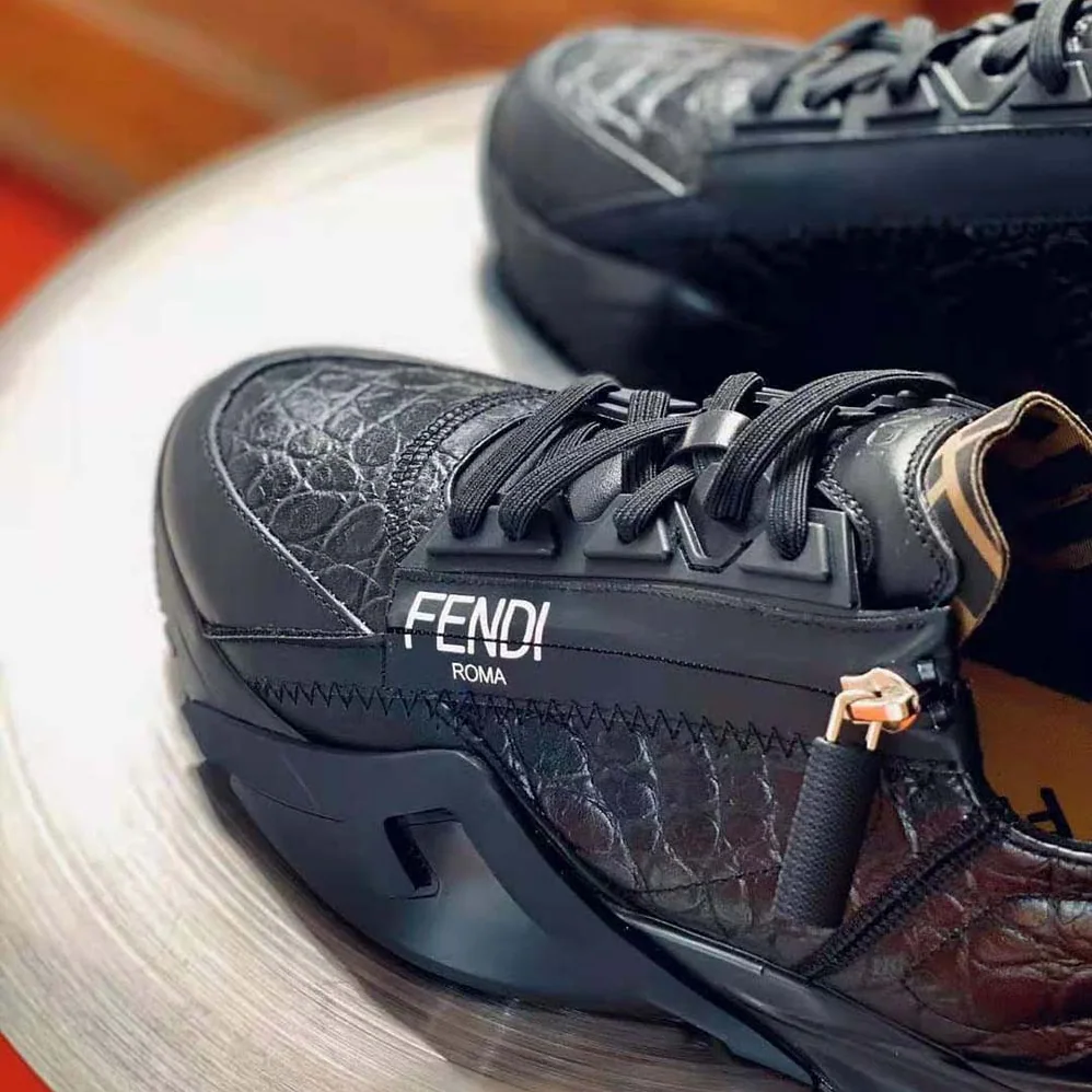 Fendi Sneakers Black Caiman Low for Women in Tops Fendi Sneakers Black Caiman Low for Women in Tops