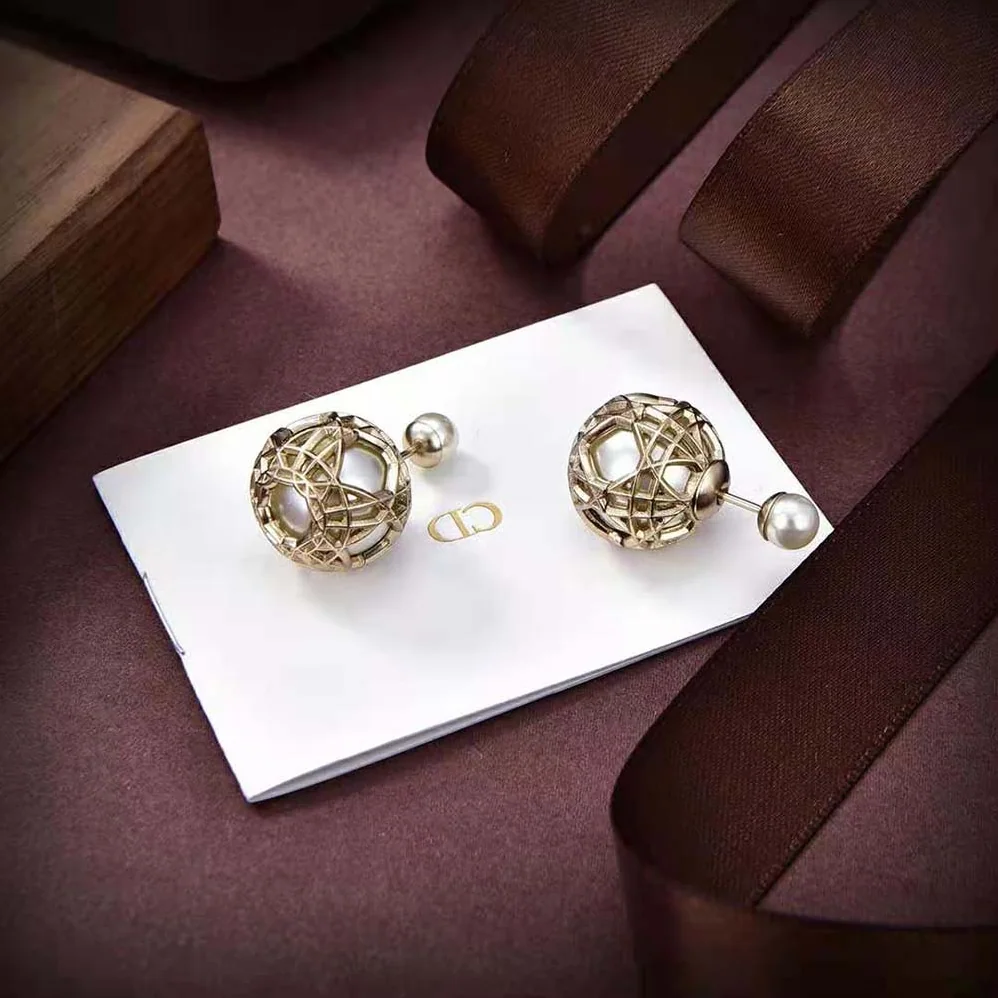 Dior Tribales Earrings White Resin Pearls and Gold for Women in Finish Metal