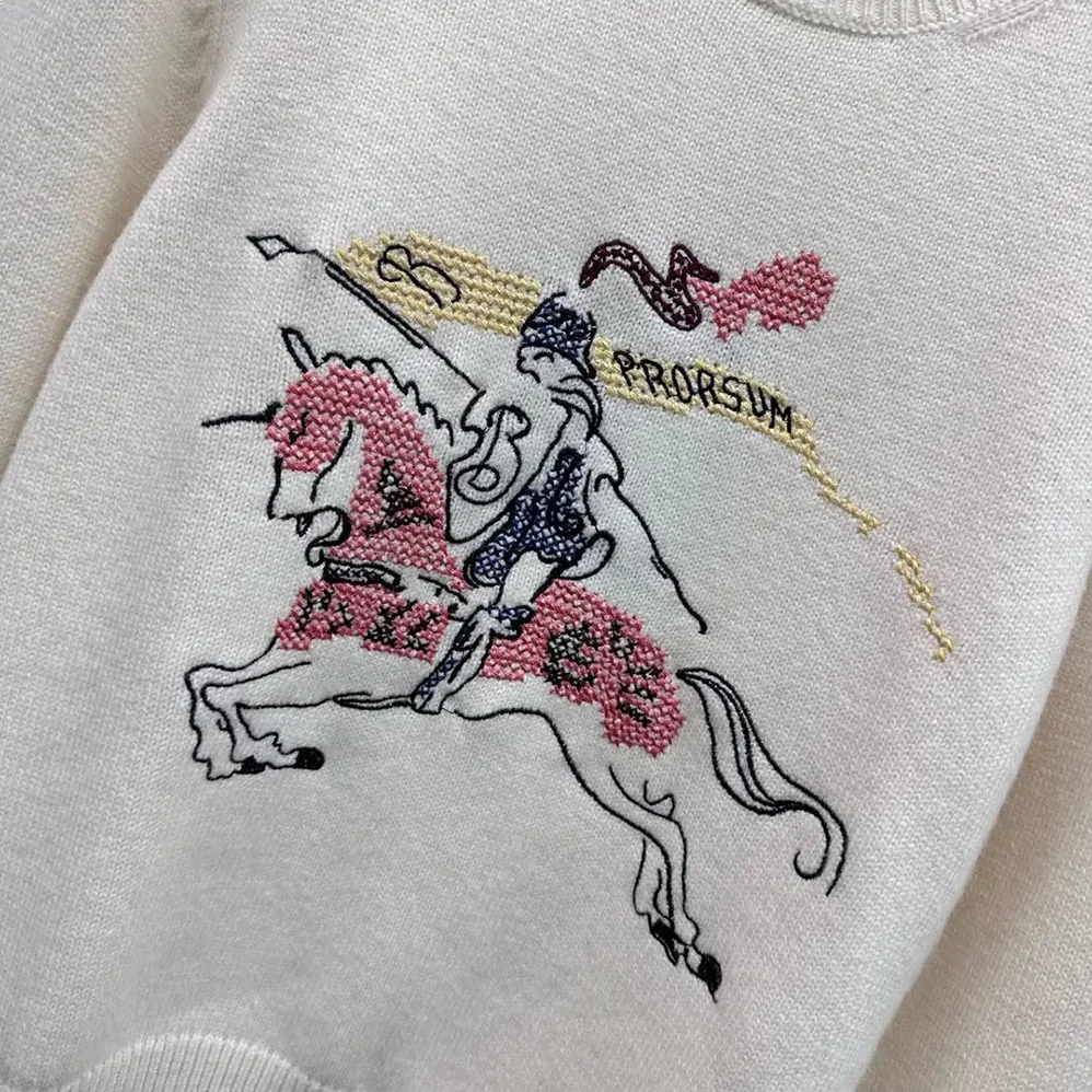 Burberry Cross Stitch EKD Wool Cashmere Sweater for Men in White