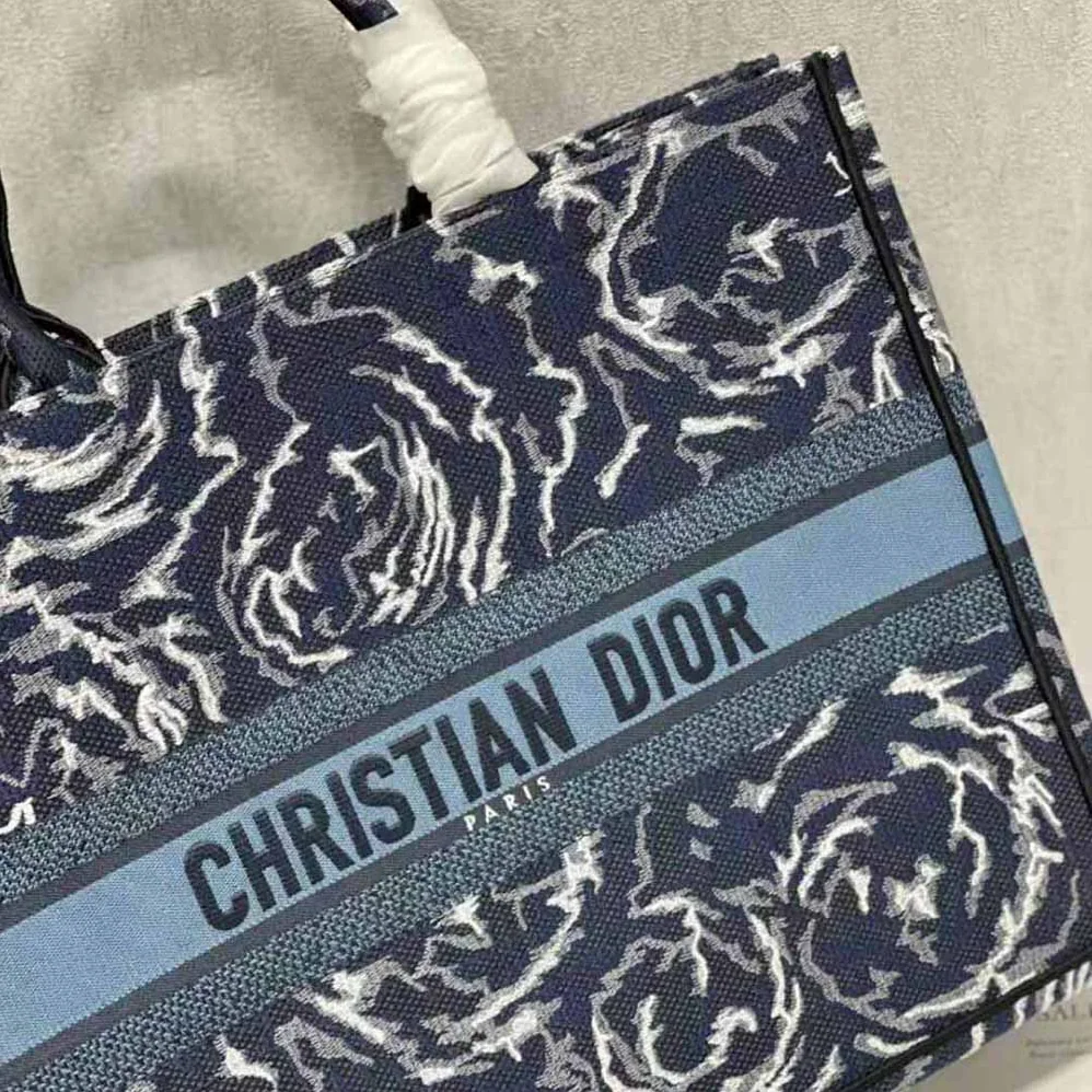 Dior Large Dior Book Tote Blue Dior Roses Embroidery for Women Dior Large Dior Book Tote Blue Dior Roses Embroidery for Women