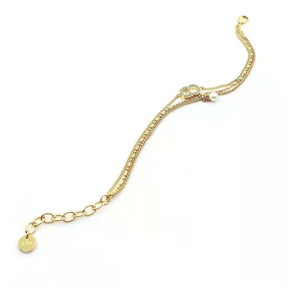 Dior Clair D Lune Bracelet Gold-Finish Metal and White Crystals for Women