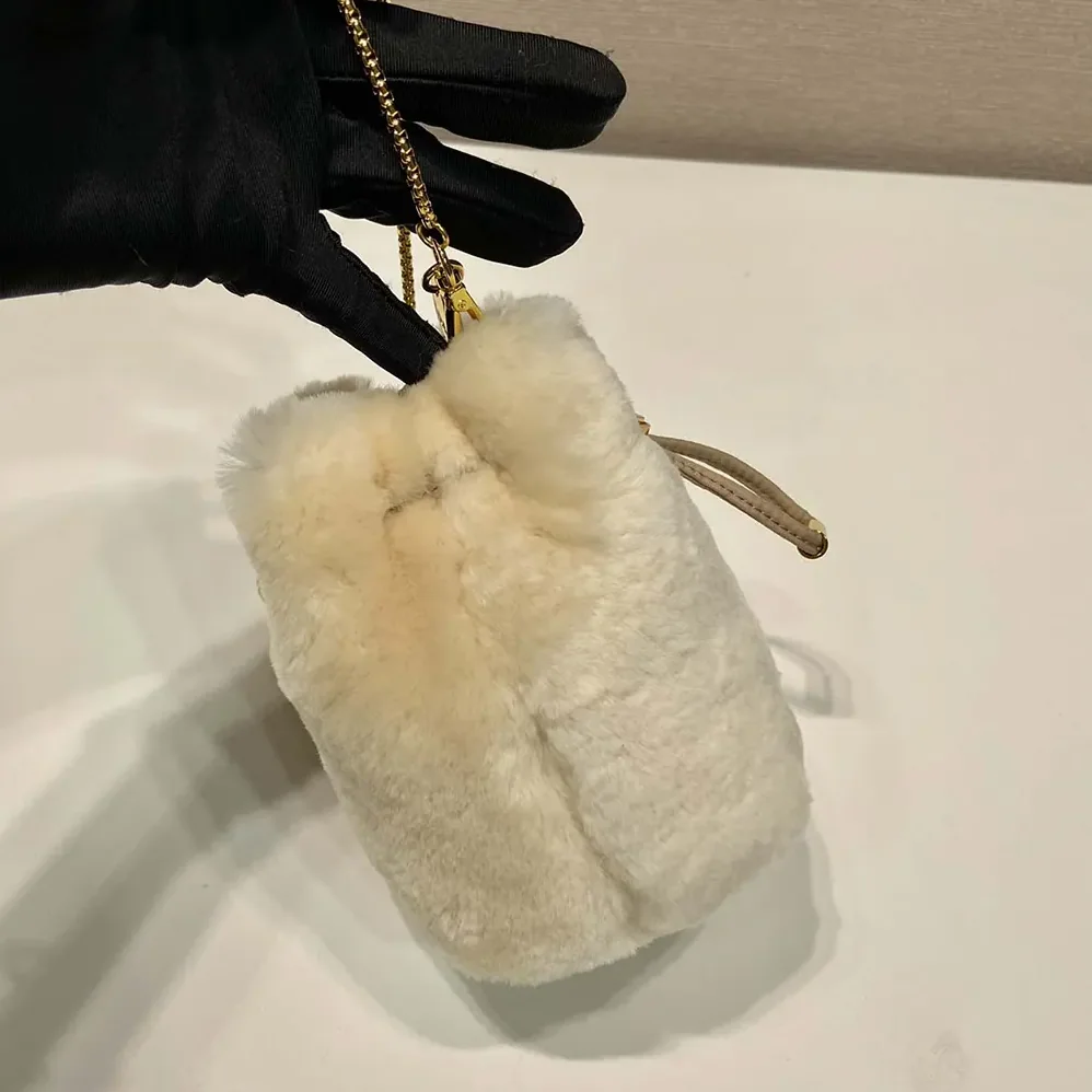 Prada Sheepskin Mini Pouch for Women in Beige