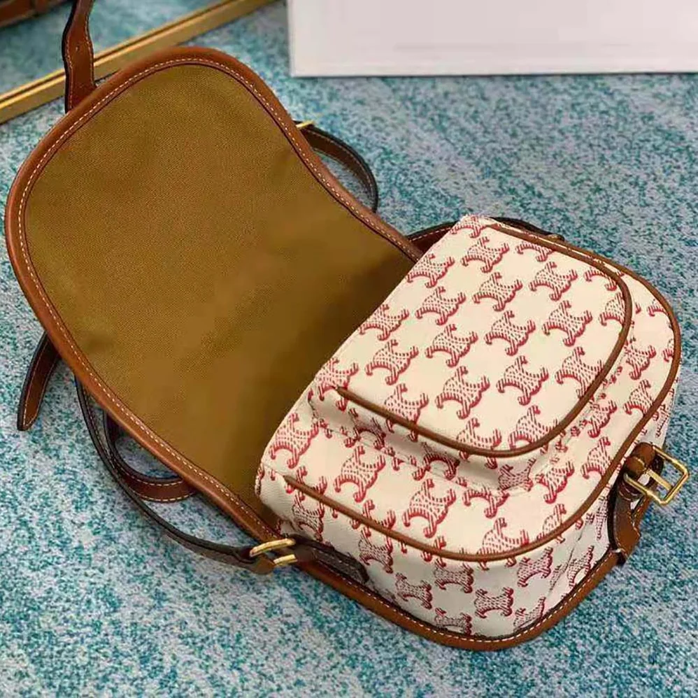 Celine Medium Folco Bag in Triomphe Canvas and Calfskin for Women