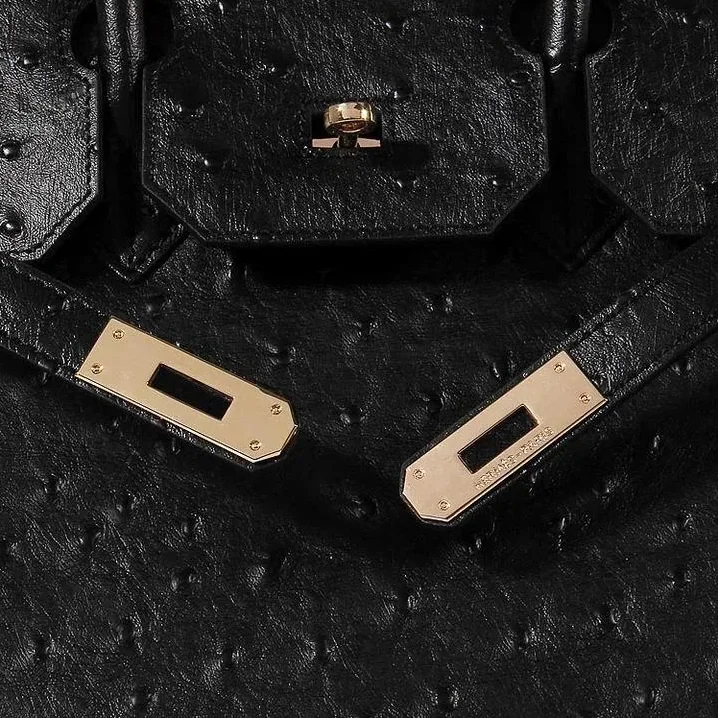 Hermes Birkin With Textures Top Handle Bag in Black Gold Hardware