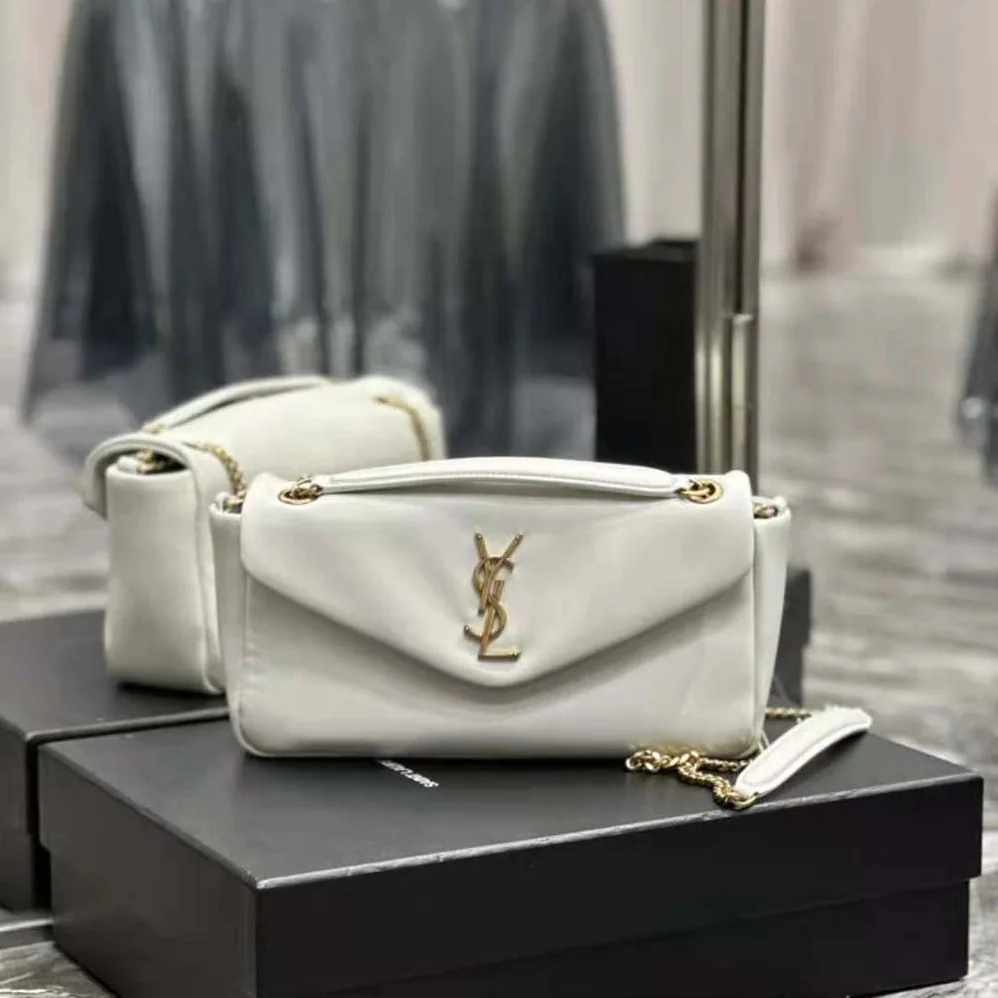 Saint Laurent YSL Calypso in Lambskin for Women in White Saint Laurent YSL Calypso in Lambskin for Women in White