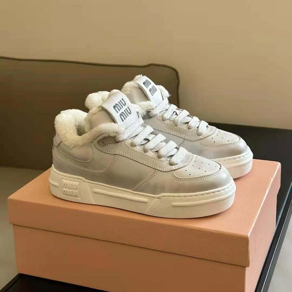 Miu Miu Bleached Leather Sneakers in EVA Sole with Logo for Women Miu Miu Bleached Leather Sneakers in EVA Sole with Logo for Women