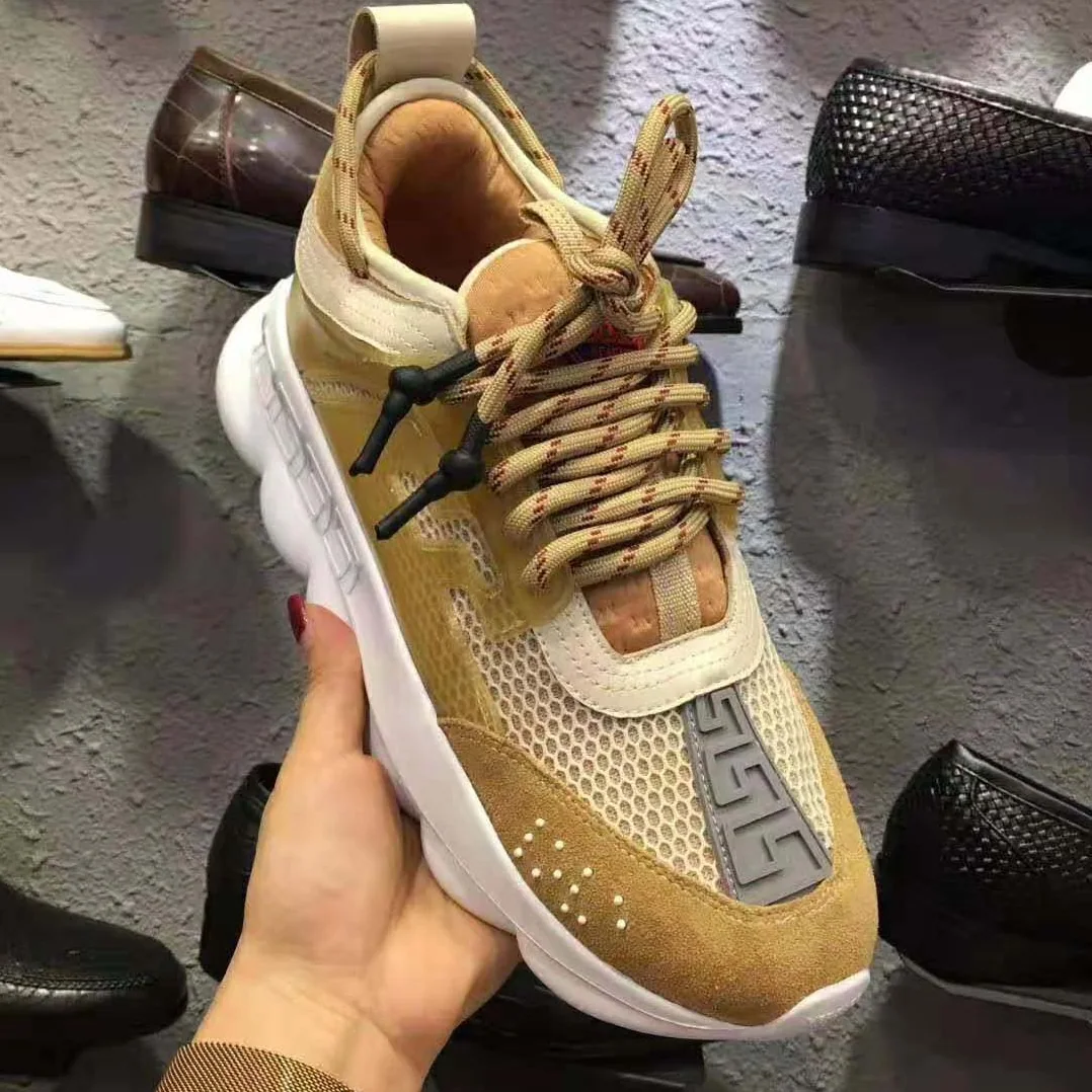 Versace Chain Reaction Sneakers for Men in Gold Versace Chain Reaction Sneakers for Men in Gold