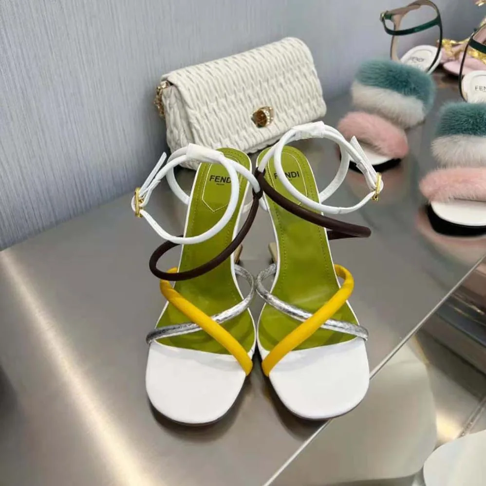 Fendi First White Nappa Leather High for Women in Heeled Sandals