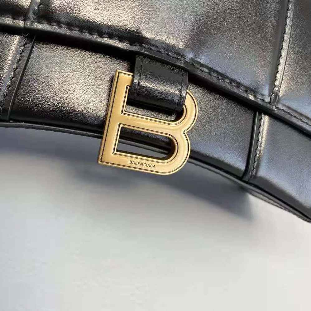 Balenciaga Hourglass Small Top Handle Bag in Black Shiny Box Calfskin for Women