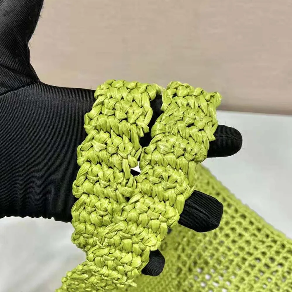 Prada Raffia Tote Bag with A Soft for Women in Lime