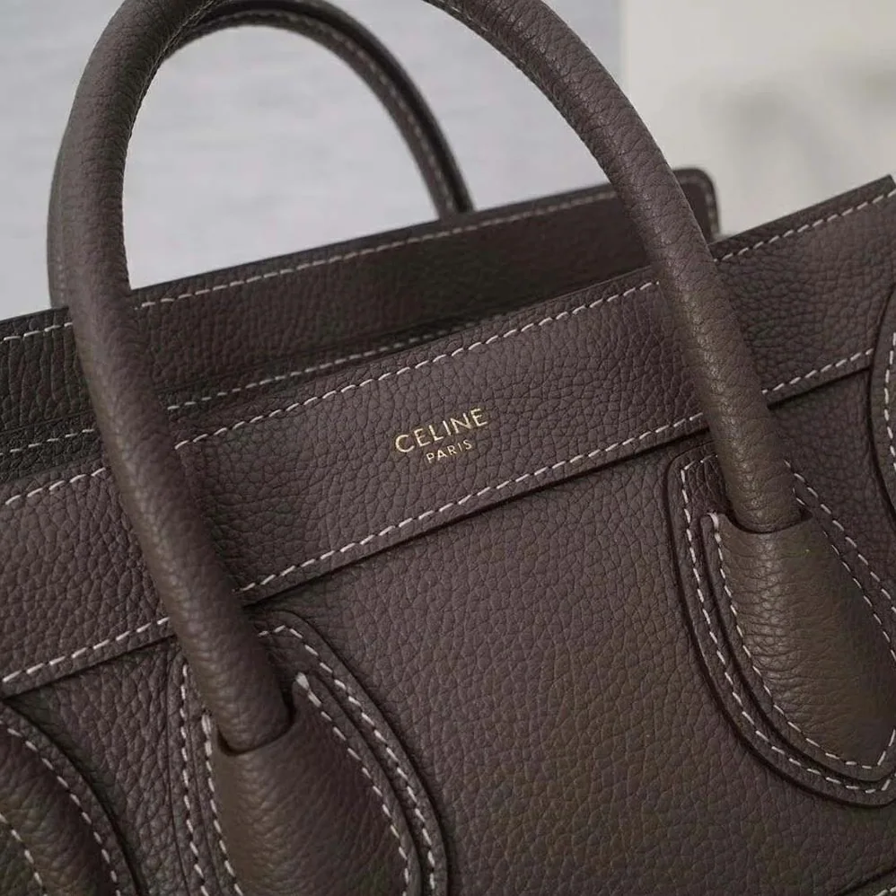 Celine Nano Luggage Bag in Drummed Calfskin for Women in Brown
