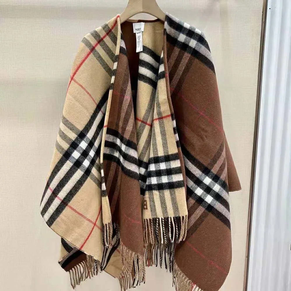 Burberry Contrast Check Wool Cashmere Cape for Women