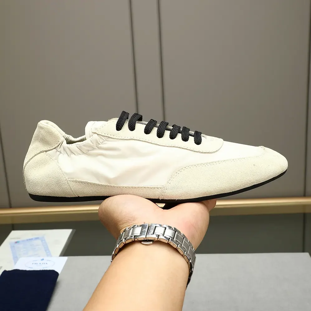 Prada Collapse Re-Nylon and Suede Elasticized Sneakers for Unisex in Ivory Prada Collapse Re-Nylon and Suede Elasticized Sneakers for Unisex in Ivory