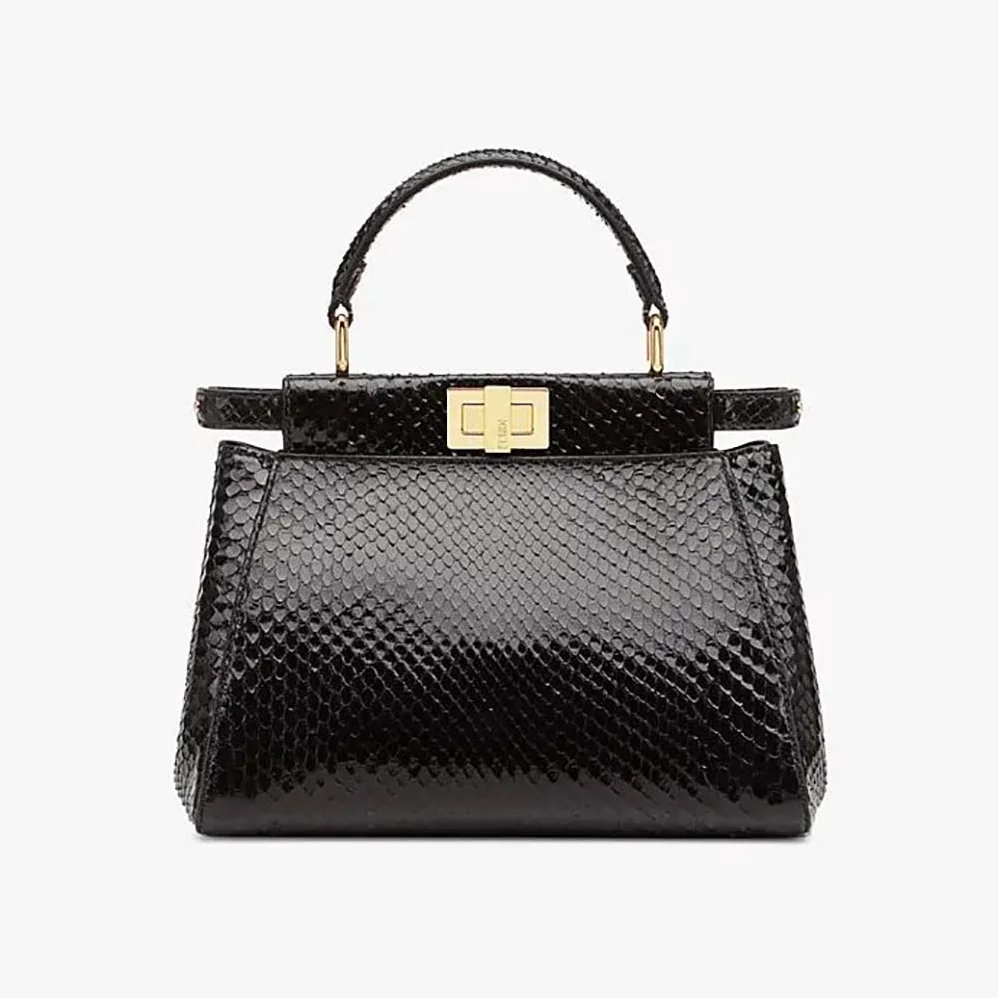 Fendi Peekaboo Iconic Mini Black Python Bag for Women Fendi Peekaboo Iconic Mini Black Python Bag for Women
