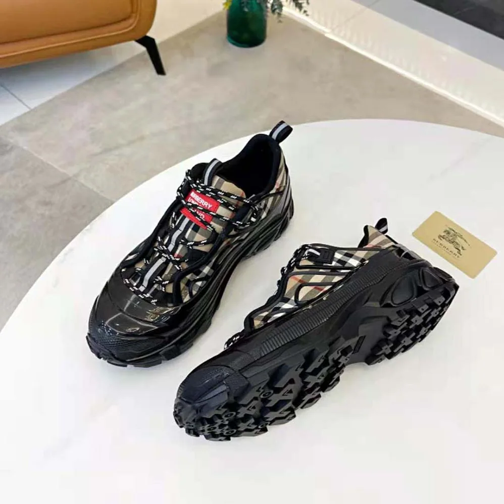 Burberry Vintage Check Cotton and Nylon Arthur Sneakers for Women in Black