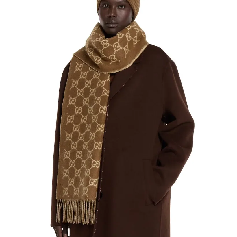 Gucci GG Scarf Brown And Beige /