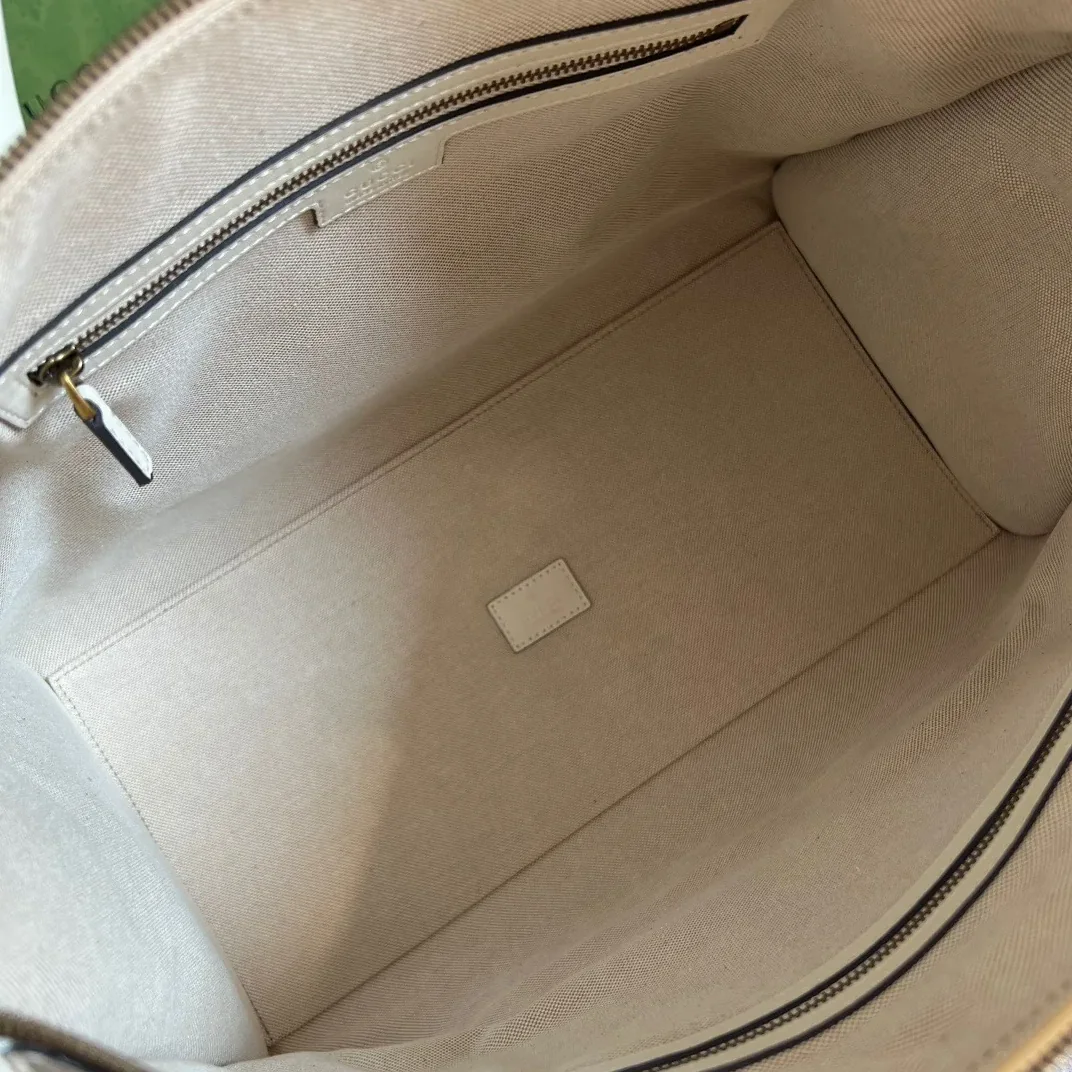 Large Bauletto Top Handle Bag With Double G White in Brown / Large Bauletto Top Handle Bag With Double G White in Brown /