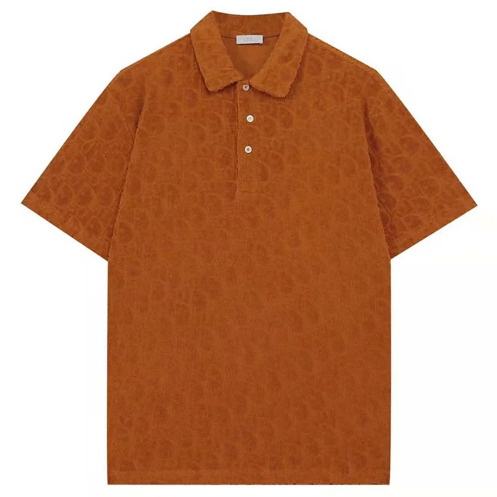 Dior Oversized Dior Oblique Polo Shirt Orange Terry Cotton Jacquard for Men