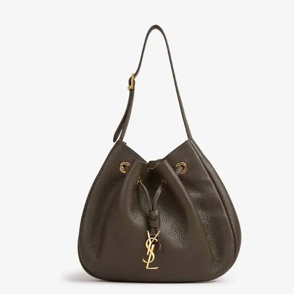 Saint Laurent YSL Paris VII Small Hobo in Grained Leather for Women in Dark Green