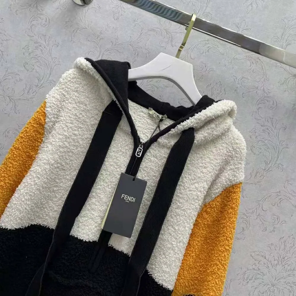 Fendi Multicolor Wool Sweatshirt with Drawstring Hood for Women