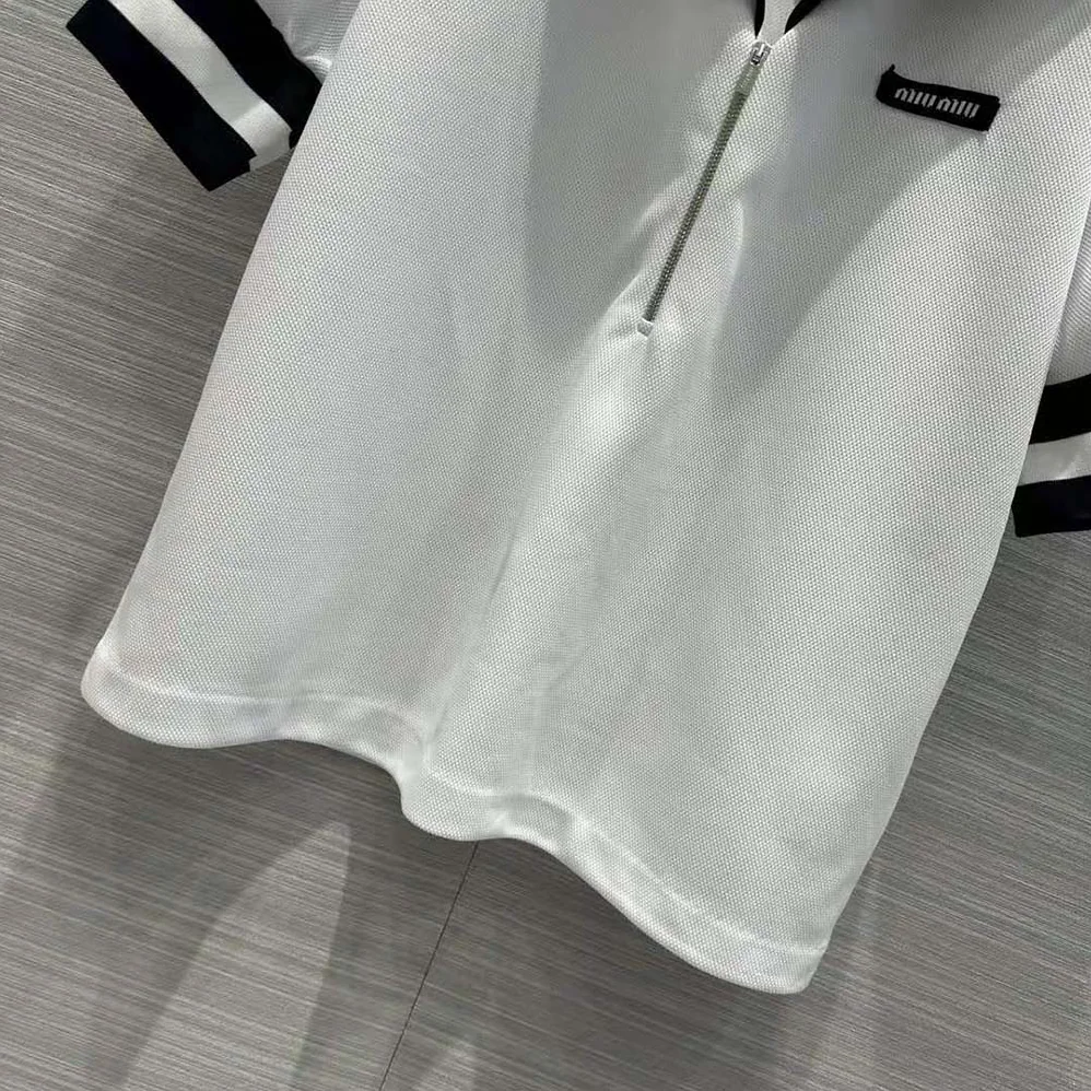 Miu Miu Piqué Top with Jacquard Logo for Women