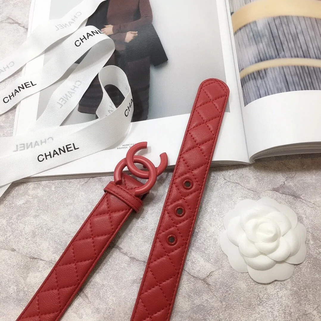 Chanel Quilted Belt with Double C Buckle in Red with Red Hardware Chanel Quilted Belt with Double C Buckle in Red with Red Hardware