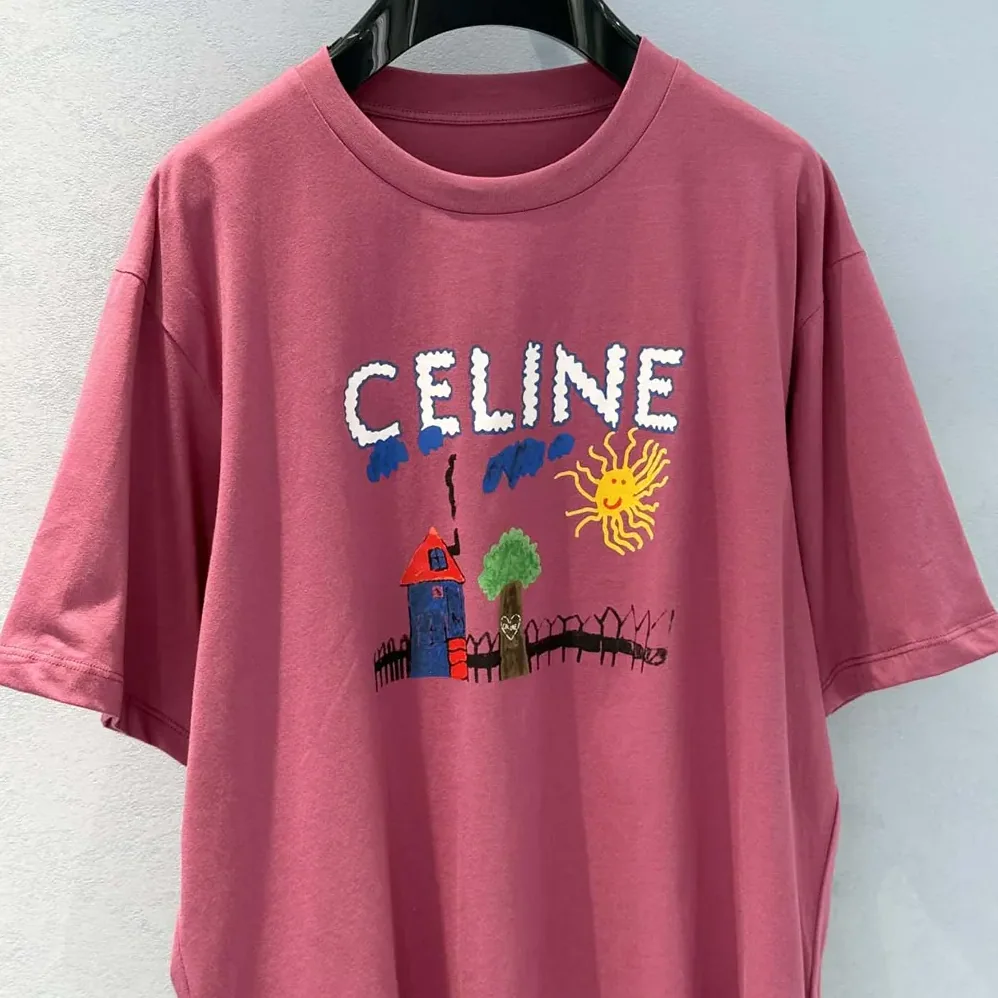 Celine Loose T-Shirt In Cotton Jersey for Men in Rose