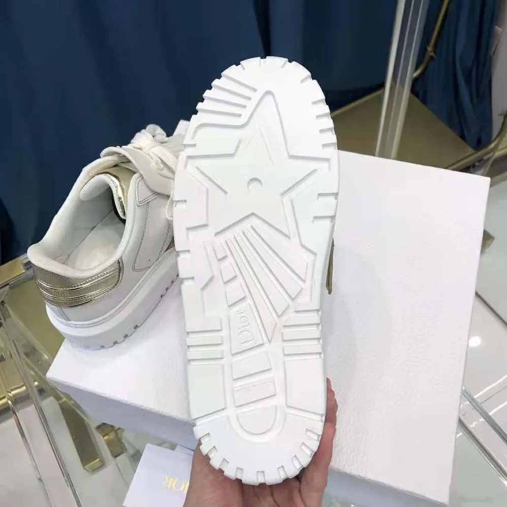 Dior Dior-id Sneaker White Calfskin and Gold for Women in Tone Laminate